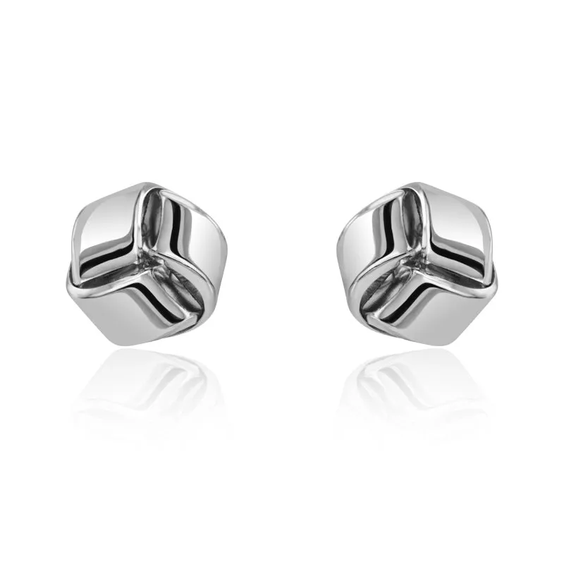 9ct White Gold 9mm Looped Knot Stud Earrings
