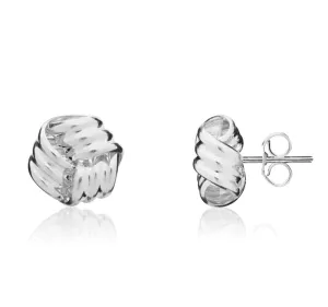 9ct White Gold 9mm Looped Knot Stud Earrings