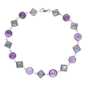 9ct White Gold Amethyst Moonstone Bracelet D