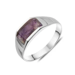 9ct White Gold Blue John Cut Off Band Ring