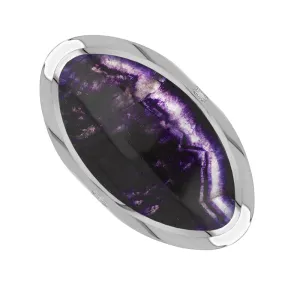 9ct White Gold Blue John King's Coronation Hallmark Large Oval Ring D