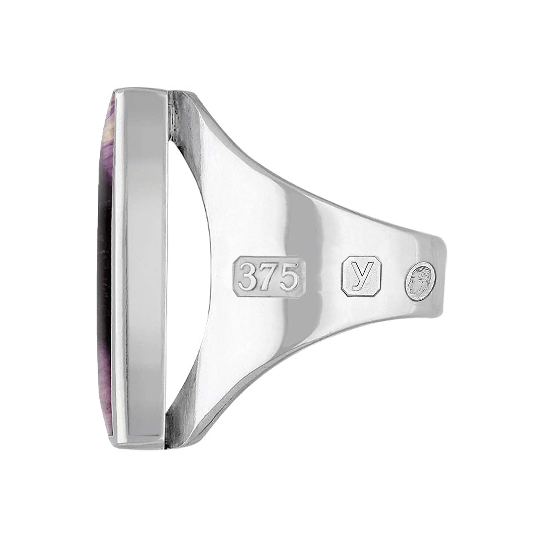 9ct White Gold Blue John King's Coronation Hallmark Medium Oblong Ring D