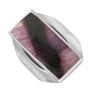 9ct White Gold Blue John King's Coronation Hallmark Medium Oblong Ring D