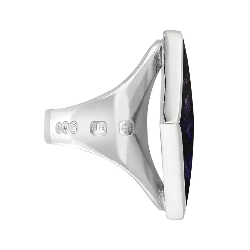 9ct White Gold Blue John King's Coronation Hallmark Medium Rhombus Ring D