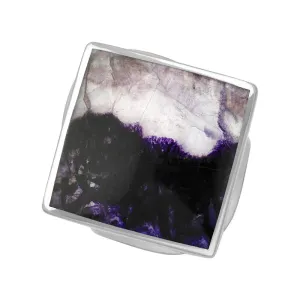 9ct White Gold Blue John King's Coronation Hallmark Medium Rhombus Ring D