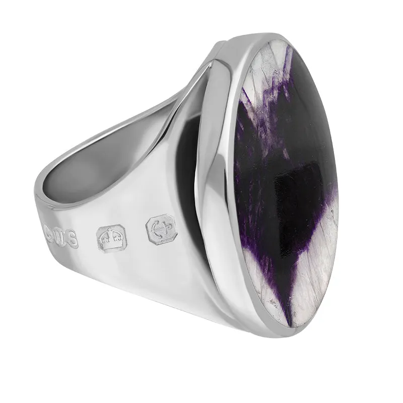 9ct White Gold Blue John King's Coronation Hallmark Medium Round Ring D