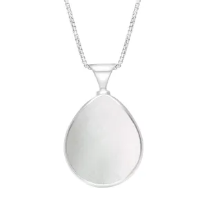 9ct White Gold Blue John Mother of Pearl Queens Jubilee Hallmark Double Sided Pear-shaped Necklace D