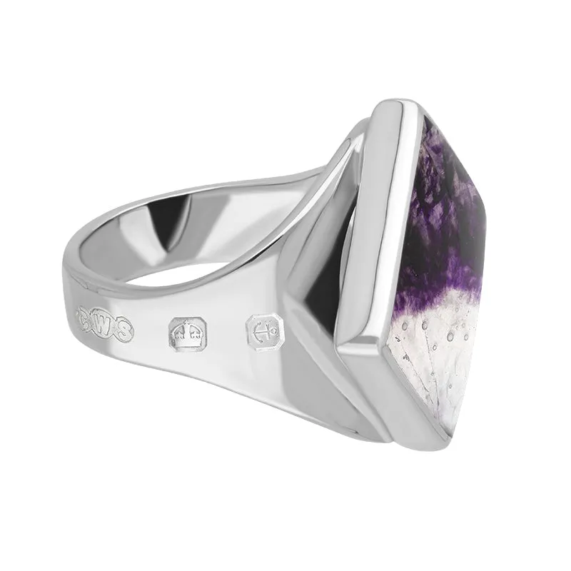 9ct White Gold Blue John Queen's Jubilee Hallmark Small Rhombus Ring D