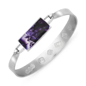 9ct White Gold Blue John Queen's Jubilee Hallmark Wide Oblong Bangle D