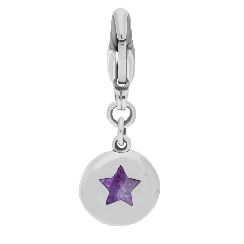 9ct White Gold Blue John Round Shaped Star Clip Charm