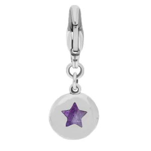 9ct White Gold Blue John Round Shaped Star Clip Charm