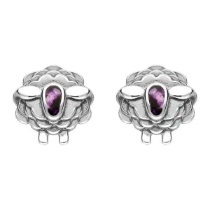 9ct White Gold Blue John Sheep Stud Earrings