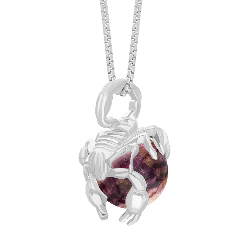 9ct White Gold Blue John Zodiac Scorpio 9mm Bead Pendant
