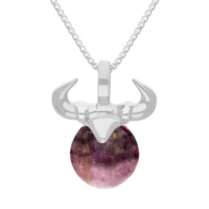 9ct White Gold Blue John Zodiac Taurus 10mm Bead Pendant