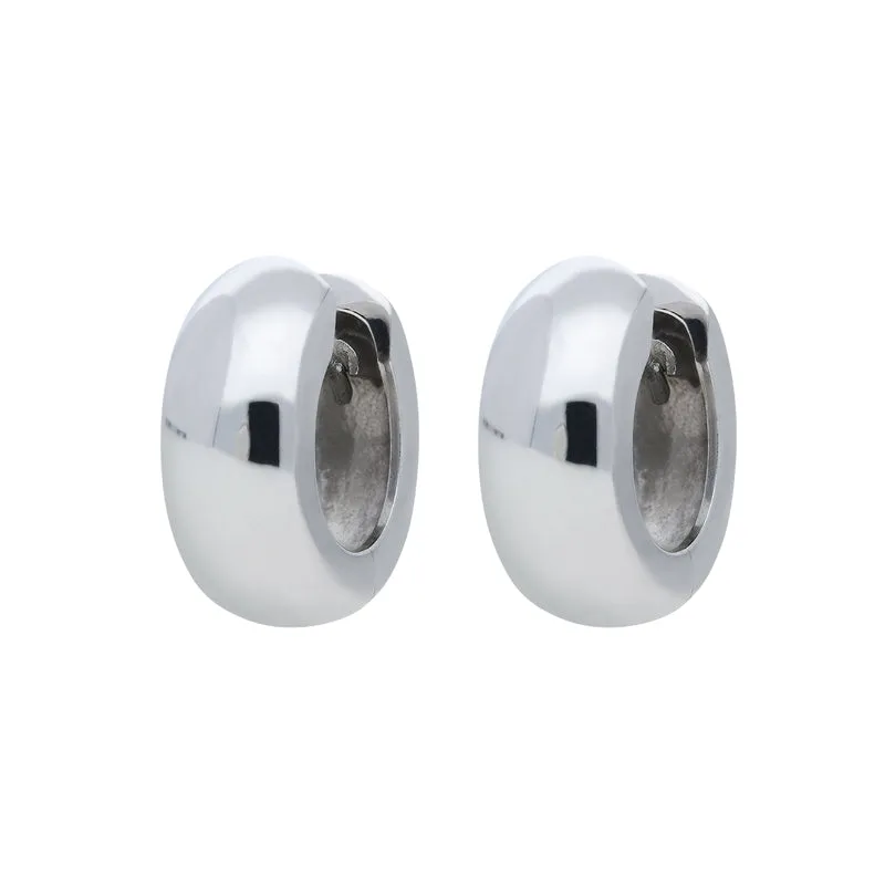 9ct White Gold Chunky Hoop Earrings