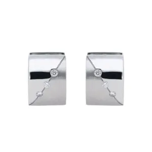 9ct White Gold Diamond Brilliant Cut Hoop Earrings