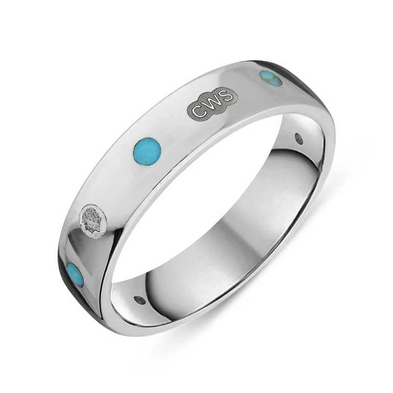 9ct White Gold Turquoise King's Coronation Hallmark 5mm Ring D