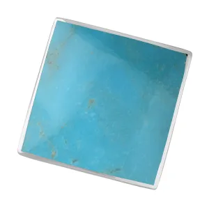 9ct White Gold Turquoise Queen's Jubilee Hallmark Large Rhombus Ring D