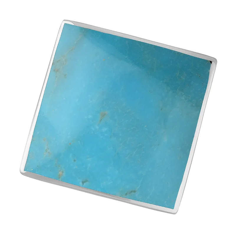 9ct White Gold Turquoise Queen's Jubilee Hallmark Large Rhombus Ring D