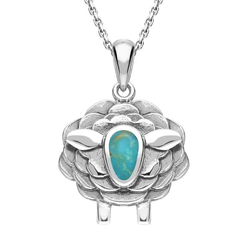 9ct White Gold Turquoise Sheep Necklace