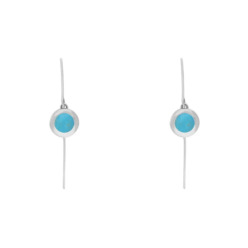9ct White Gold Turquoise Star Disc Drop Earrings
