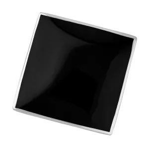 9ct White Gold Whitby Jet Hallmark Large Rhombus Ring