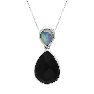 9ct White Gold Whitby Jet Moonstone Faceted Pear Necklace D