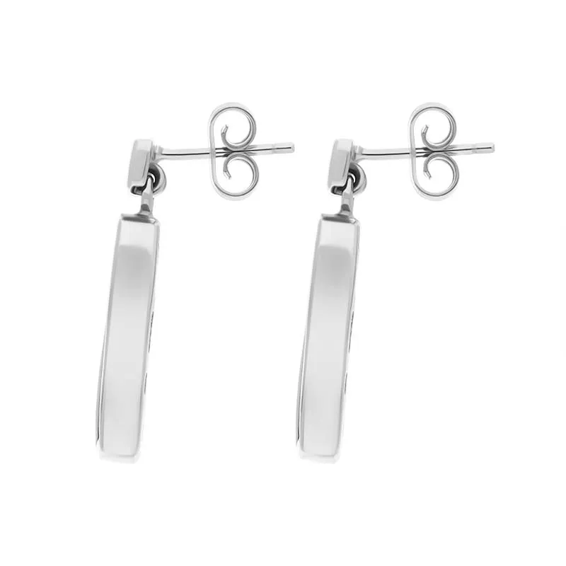 9ct White Gold Whitby Jet Organic Curved Drop Earrings D