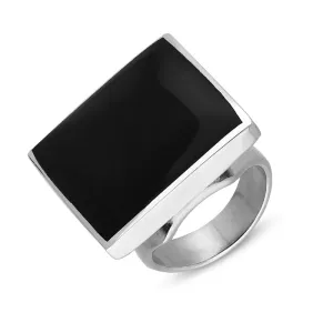 9ct White Gold Whitby Jet Queen's Jubilee Hallmark Medium Square Ring D