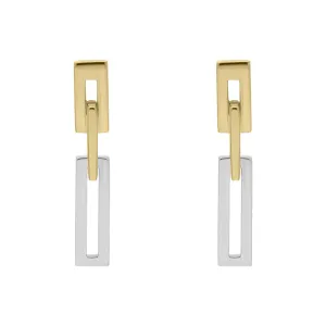 9ct Yellow And White Gold Interlocking Oblong Earrings D