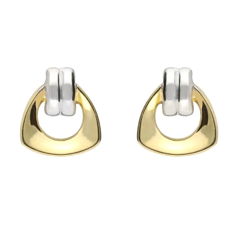 9ct Yellow and White Gold Stirrup Stud Earrings