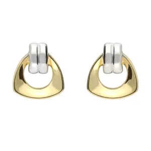 9ct Yellow and White Gold Stirrup Stud Earrings