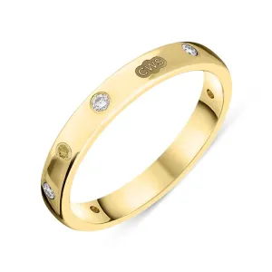 9ct Yellow Gold 0.12ct Diamond King's Coronation Hallmark 3mm Ring D