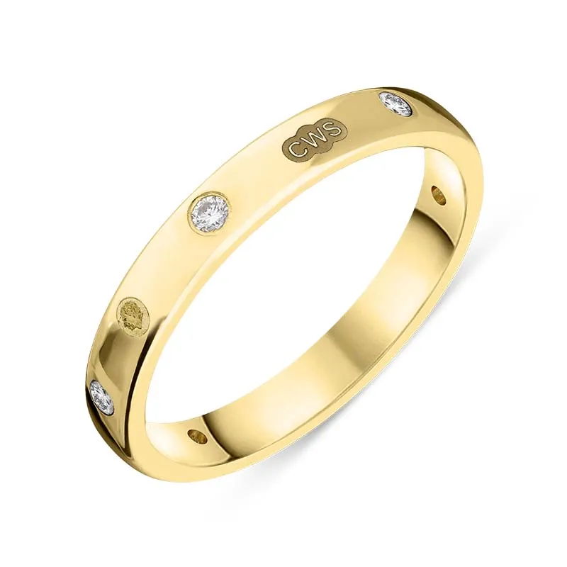 9ct Yellow Gold 0.12ct Diamond King's Coronation Hallmark 3mm Ring D