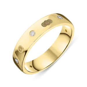 9ct Yellow Gold 0.15ct Diamond King's Coronation Hallmark 5mm Ring D