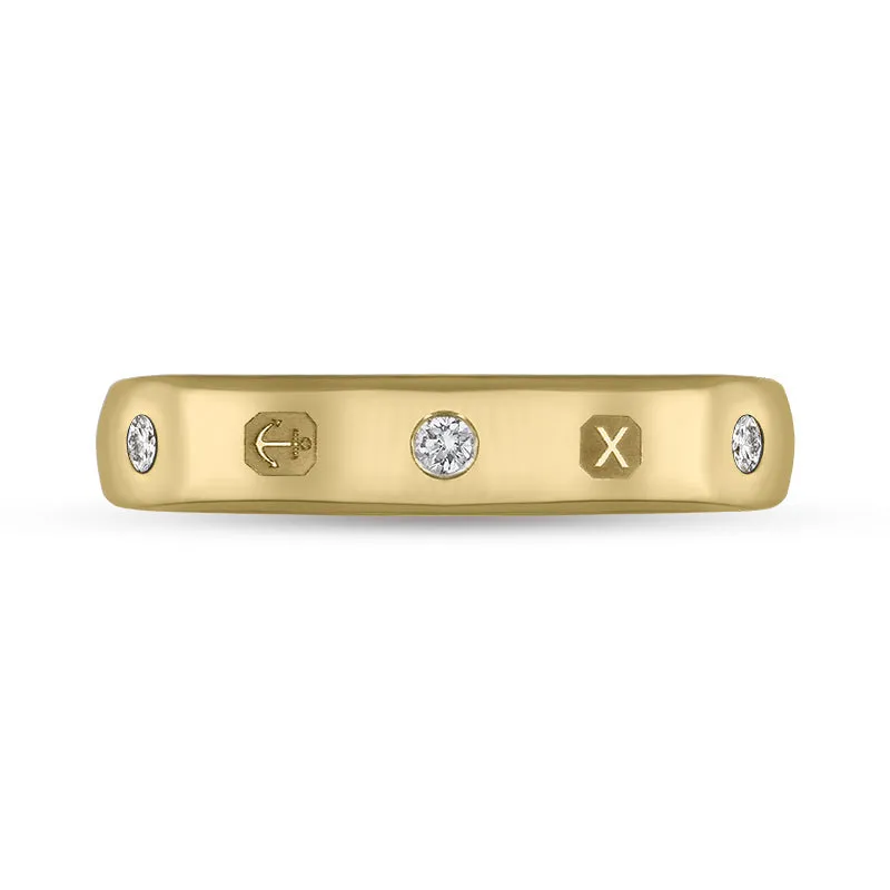 9ct Yellow Gold 0.15ct Diamond Queen's Jubilee Hallmark 4mm Ring D