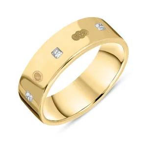 9ct Yellow Gold 0.36ct Diamond King's Coronation Hallmark Princess Cut 6mm Ring D
