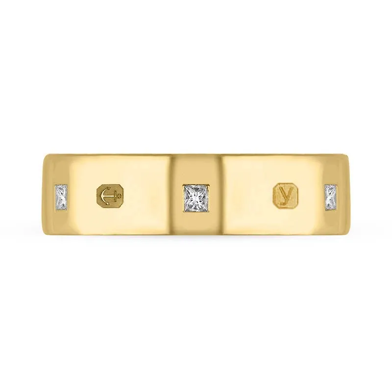 9ct Yellow Gold 0.36ct Diamond King's Coronation Hallmark Princess Cut 6mm Ring D