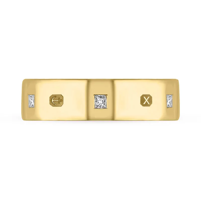 9ct Yellow Gold 0.36ct Diamond Queen's Jubilee Hallmark Princess Cut 6mm Ring D