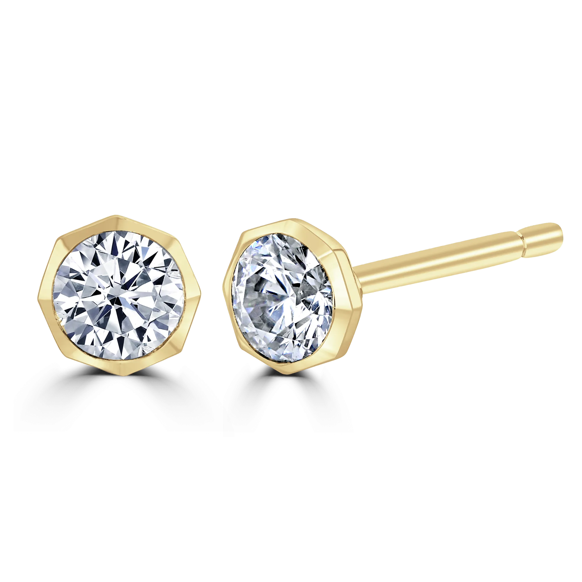9ct Yellow Gold 0.40ct Lab Grown Diamond Solitaire Octagonal Stud Earrings