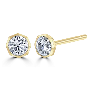 9ct Yellow Gold 0.40ct Lab Grown Diamond Solitaire Octagonal Stud Earrings