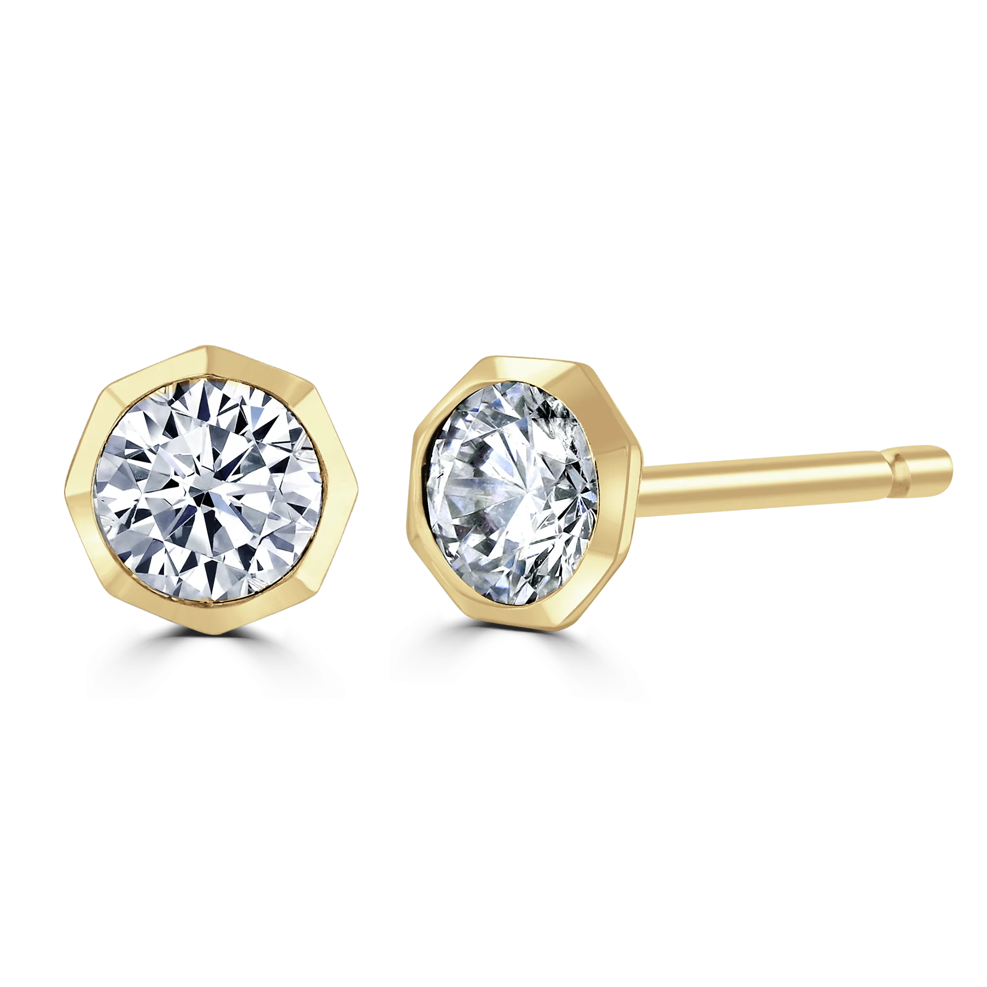 9ct Yellow Gold 0.50ct Lab Grown Diamond Solitaire Octagonal Stud Earrings