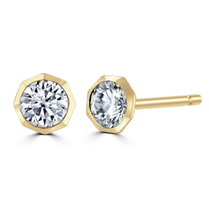 9ct Yellow Gold 0.50ct Lab Grown Diamond Solitaire Octagonal Stud Earrings