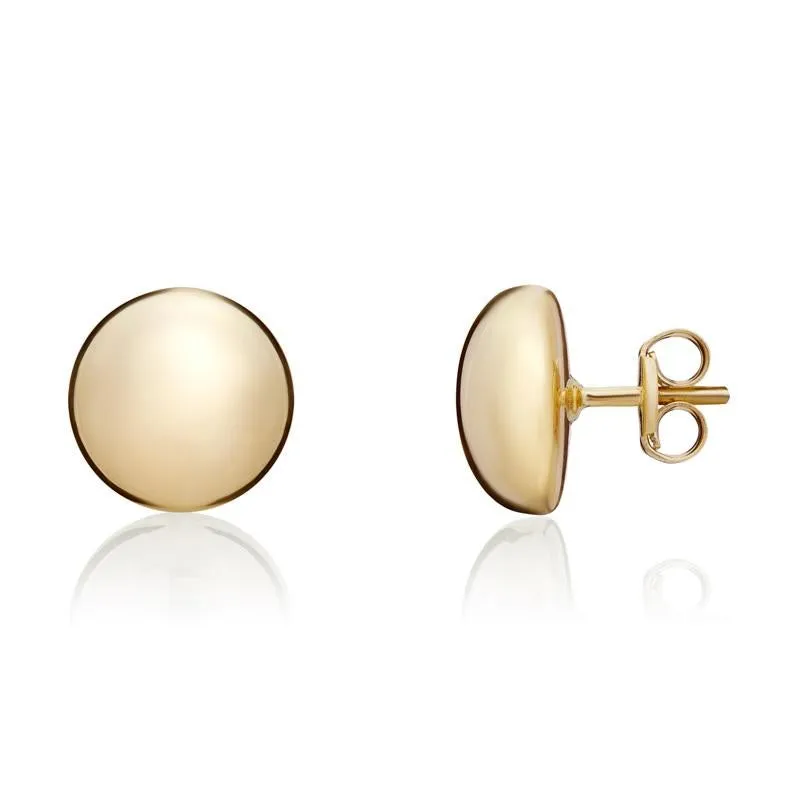 9ct Yellow Gold 10mm Button Stud Earrings