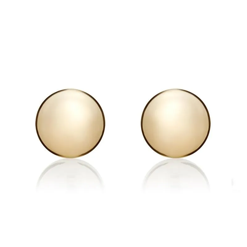 9ct Yellow Gold 10mm Button Stud Earrings