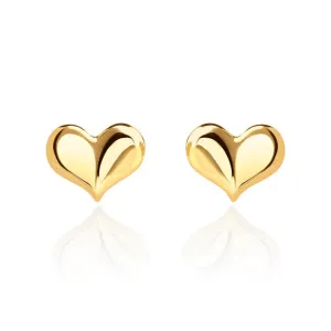 9ct Yellow Gold 10mm Curved Heart Stud Earrings