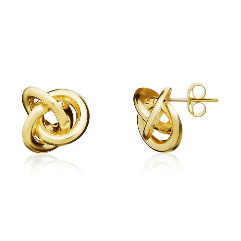 9ct Yellow Gold 11mm Looped Knot Stud Earrings