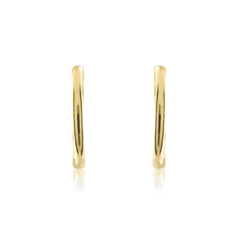 9ct Yellow Gold 13mm Sleeper Hoop Earrings