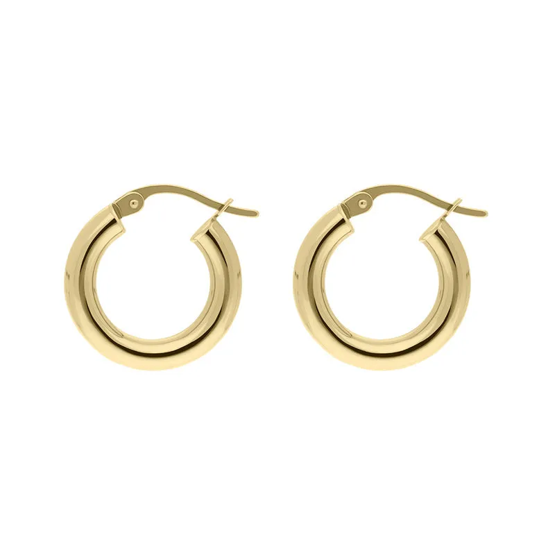 9ct Yellow Gold 15mm Hoop Earrings