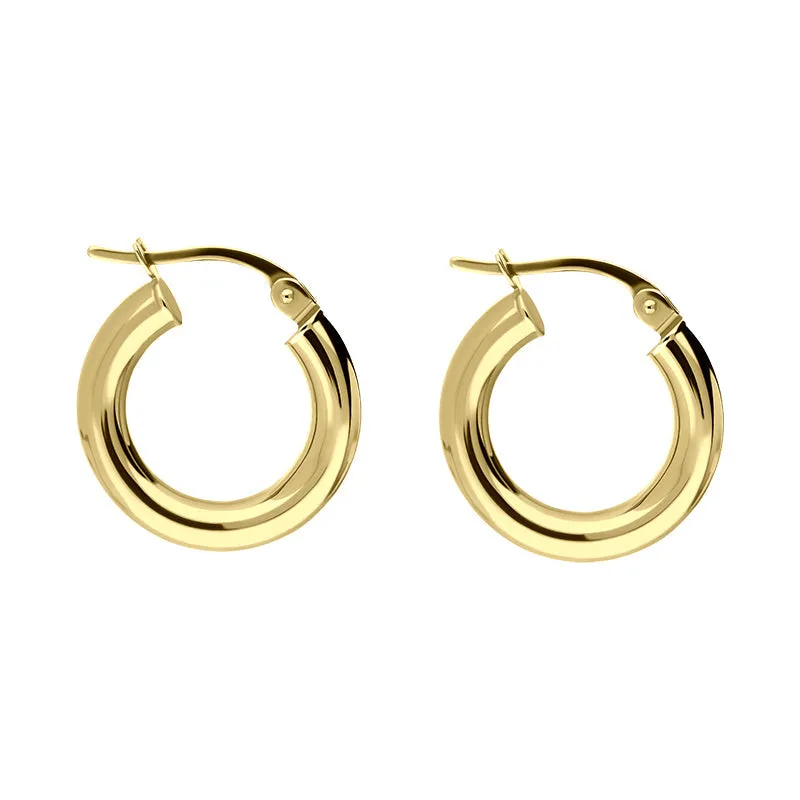 9ct Yellow Gold 15mm Hoop Earrings